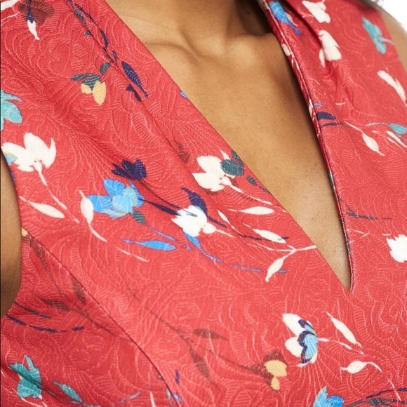 MAGGY LONDON MEREDITH MIDI RED/BLUE NWT - Picture 3 of 7